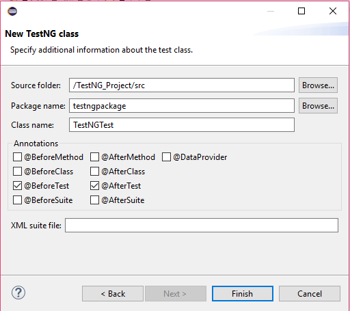 Finish adding TestNG Class