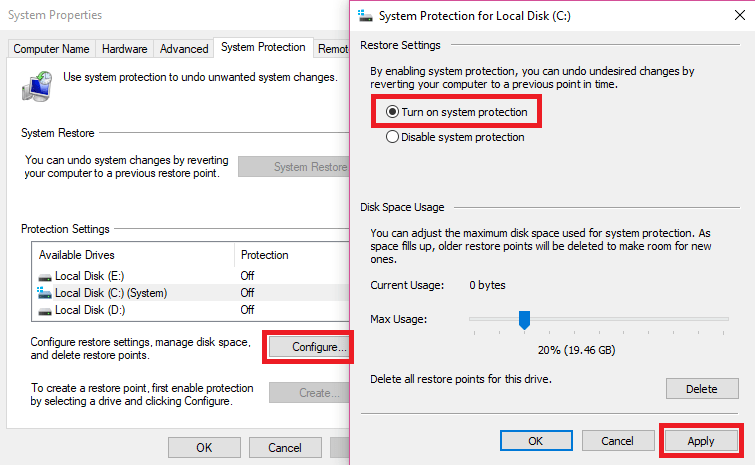 Recovering with restoring previous version of windows